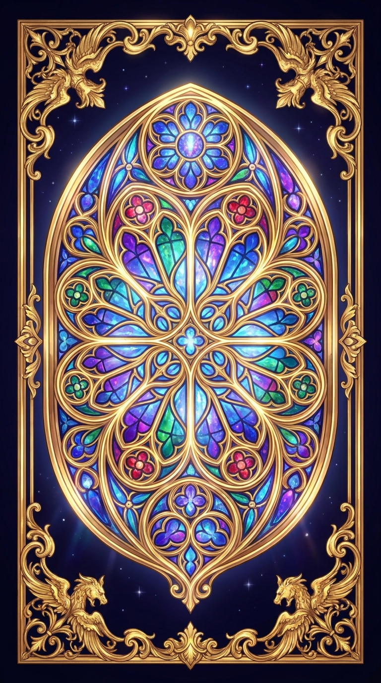 Stained glass rose window card back