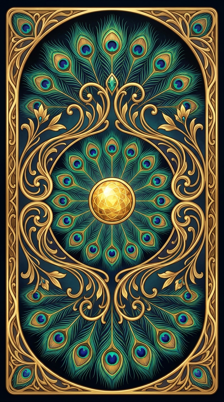 Art nouveau peacock feather card back