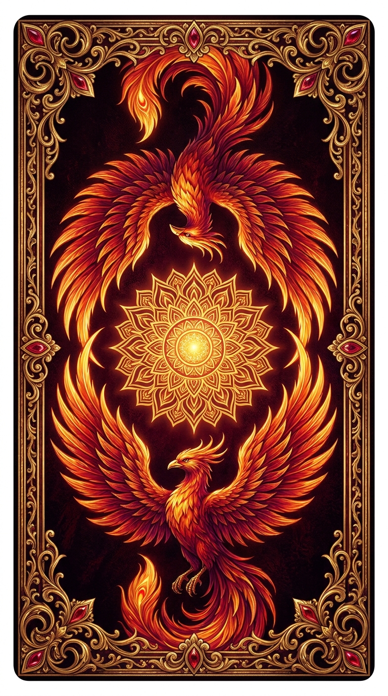 Twin phoenix mandala card back