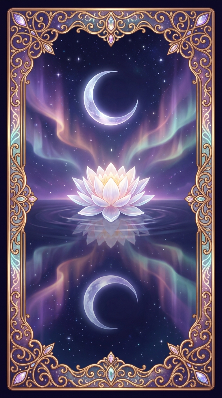 Lotus and moon oracle card back