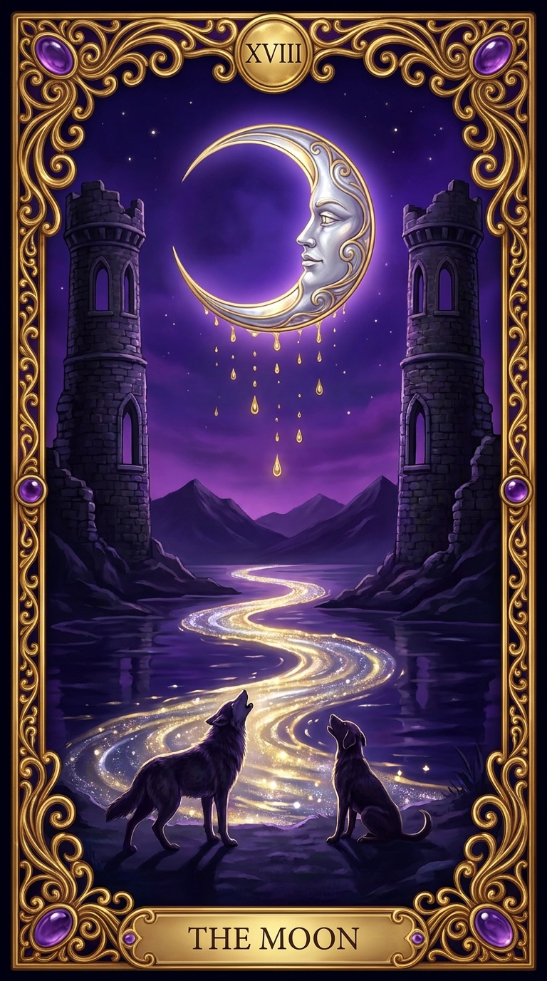 The Moon tarot card front