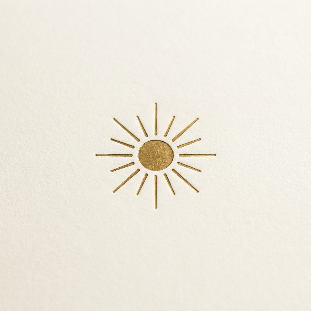 Engraved sun with fine rays