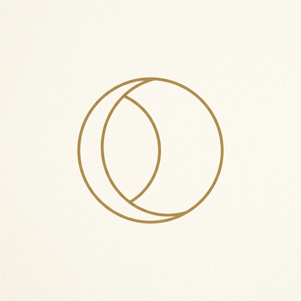 Crescent overlapping hairline circle