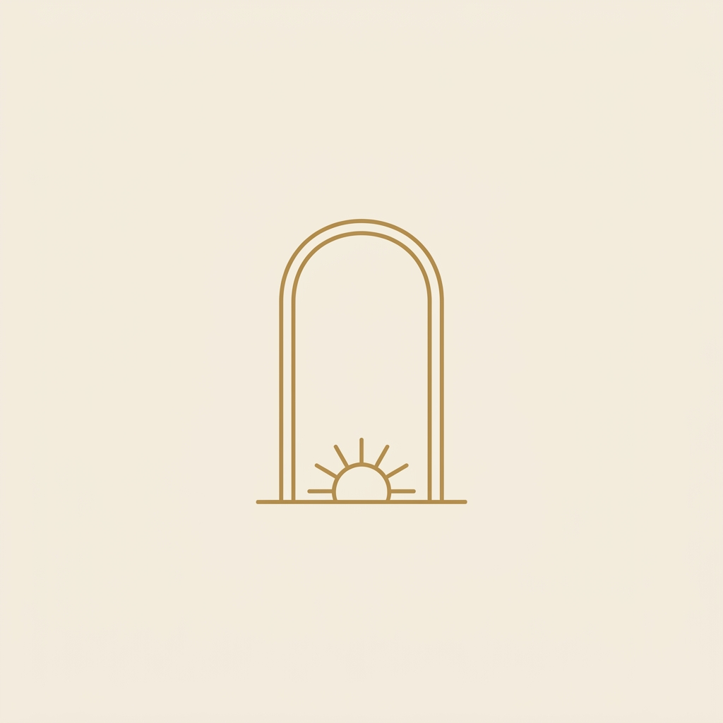 Roman arch with rising sun