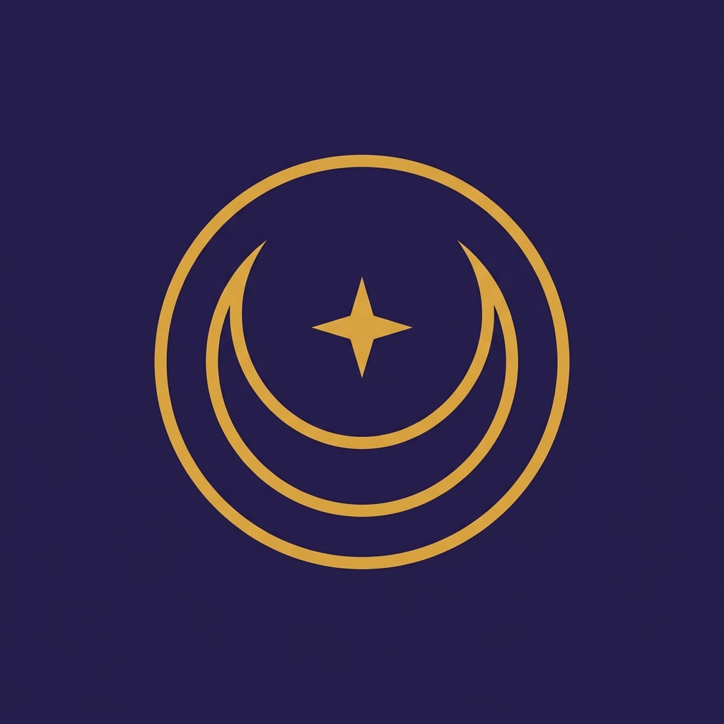 Crescent and star in ring