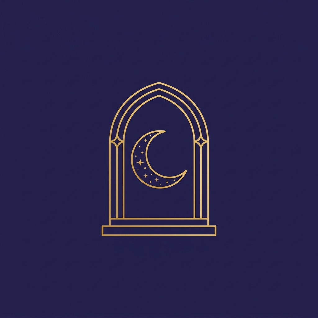 Arched doorway with moon